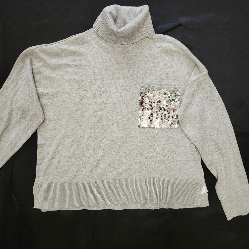 Dkny Gray Cowl Turtleneck Sweater Relaxed Fit